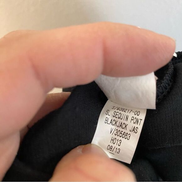 Old Navy black sleeveless crew cotton blend sequin front formal shift dress -L - Picture 6 of 7